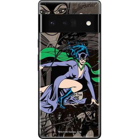 DC Comics Catwoman Vintage Action Pose Pattern Google Pixel 6 Pro Skin